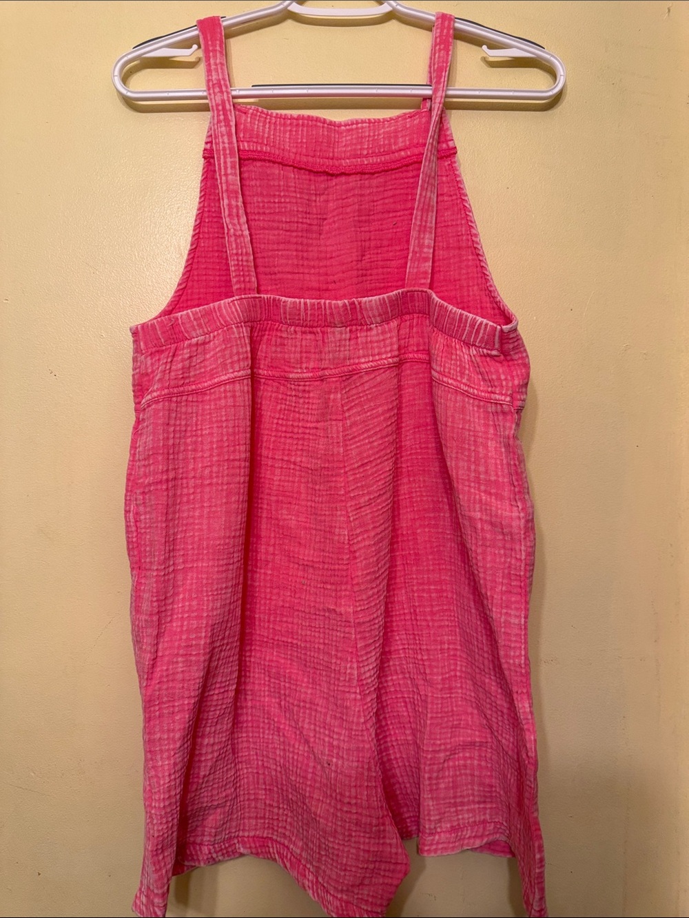 Zenana Outfitters Hot Pink Textured Pocket Romper - Picture 2 of 3